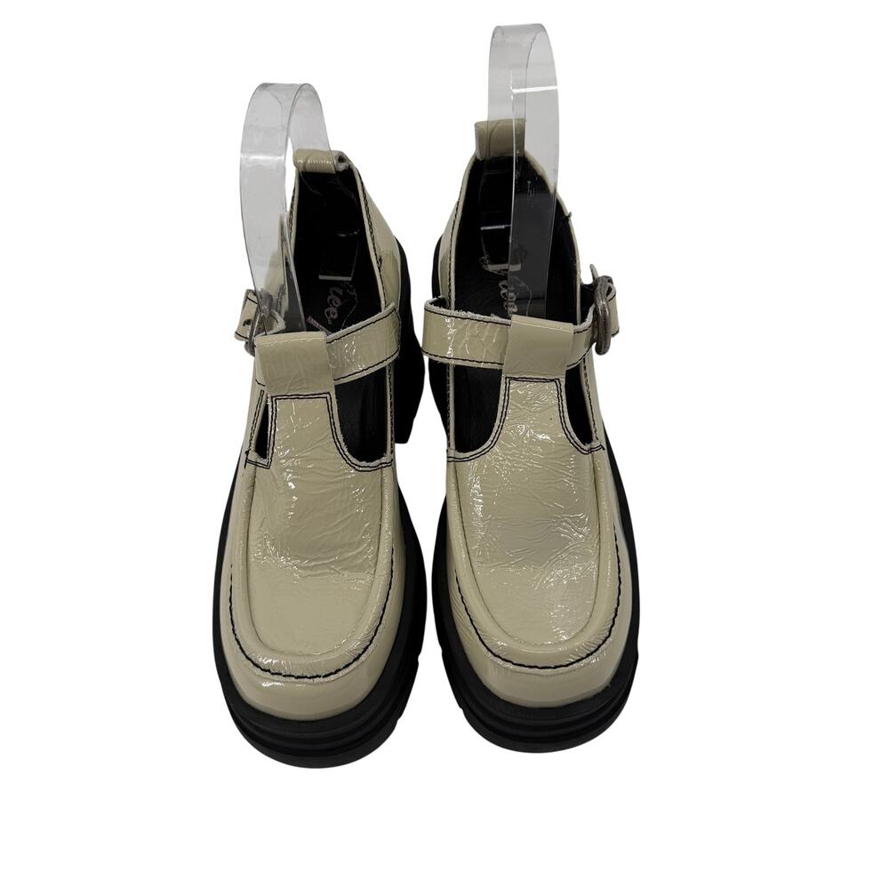 Free People Mayla Mary Jane Platform Heels White Cream Patent Leather Size 7.5
